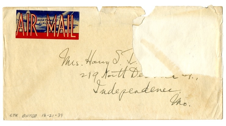 Letter from Harry S. Truman to Bess W. Truman