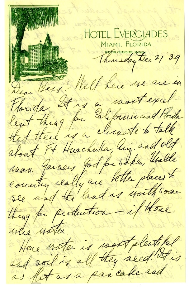 Letter from Harry S. Truman to Bess W. Truman