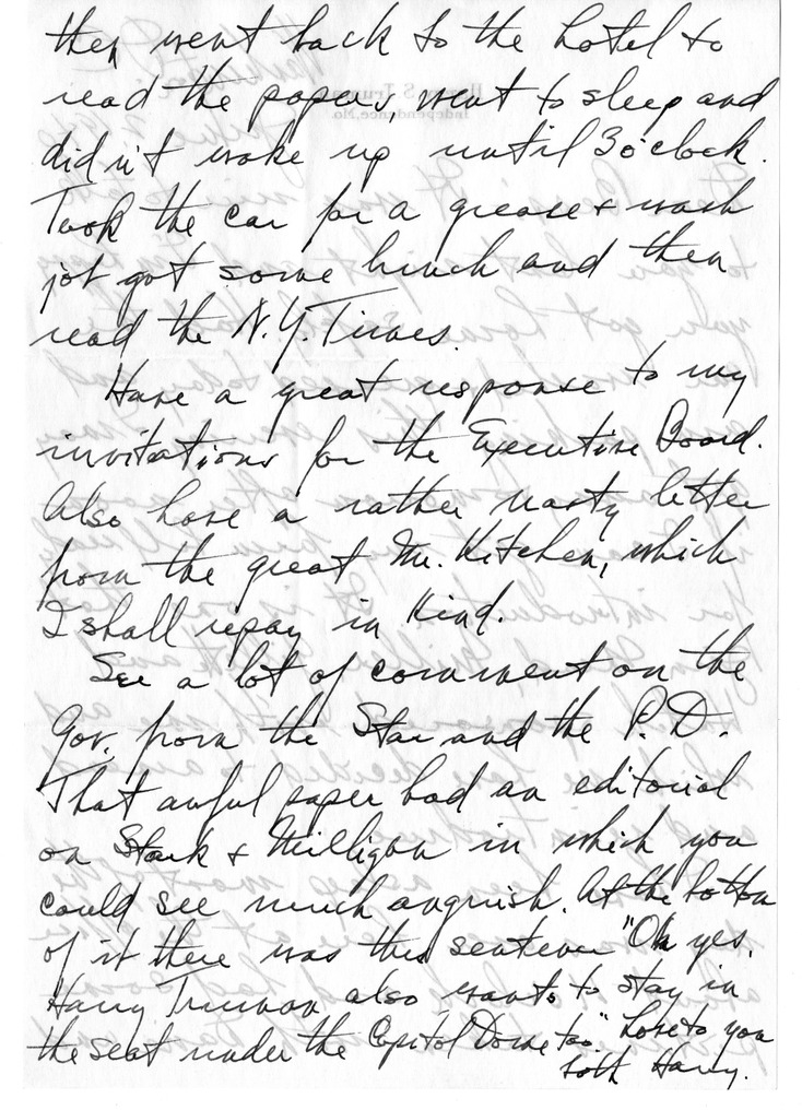 Letter from Harry S. Truman to Bess W. Truman