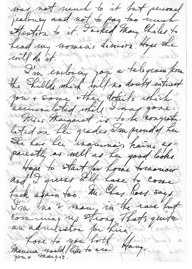 Letter from Harry S. Truman to Bess W. Truman