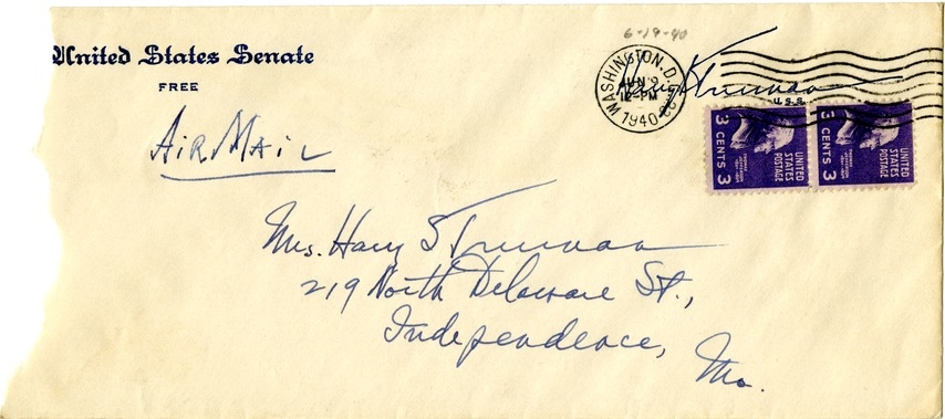 Letter from Harry S. Truman to Bess W. Truman