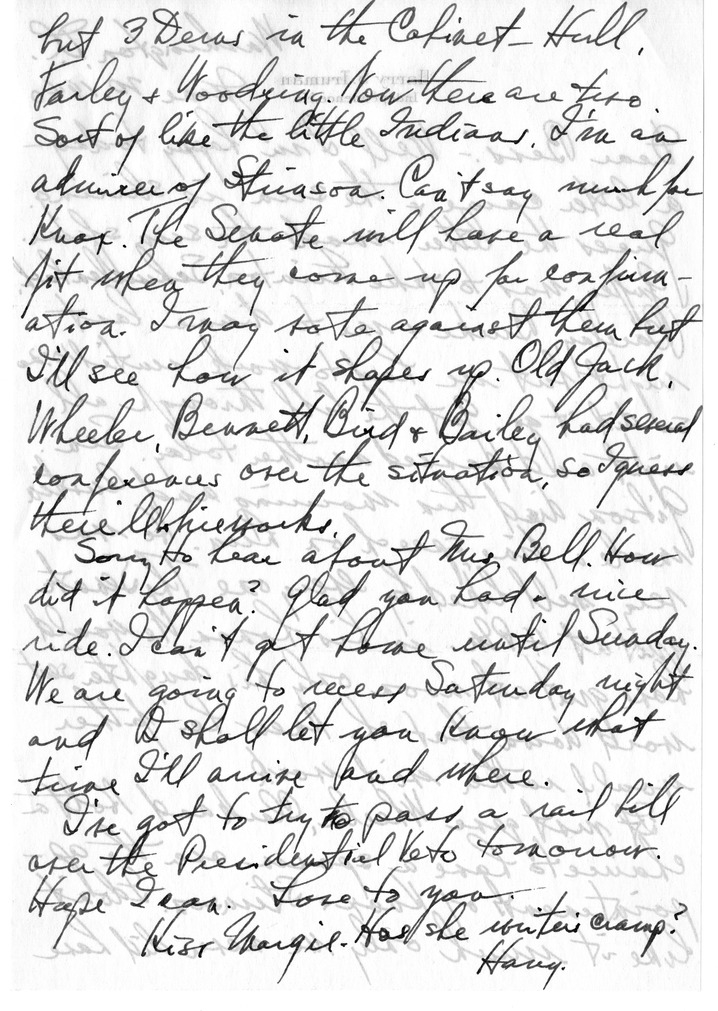 Letter from Harry S. Truman to Bess W. Truman
