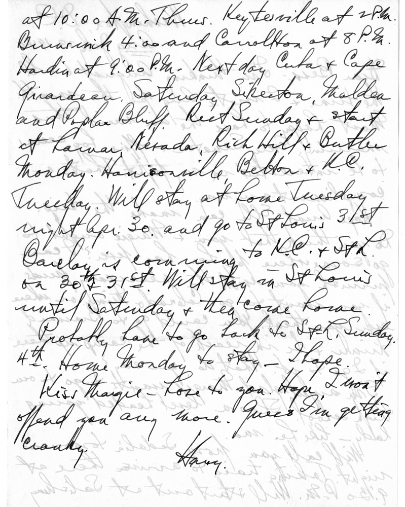 Letter from Harry S. Truman to Bess W. Truman