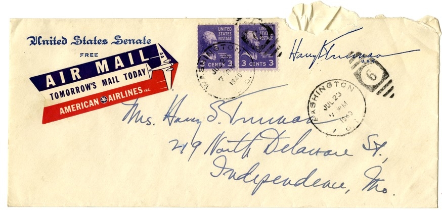 Letter from Harry S. Truman to Bess W. Truman