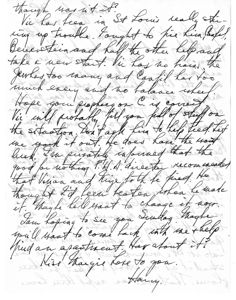 Letter from Harry S. Truman to Bess W. Truman