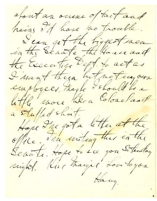Letter from Harry S. Truman to Bess W. Truman