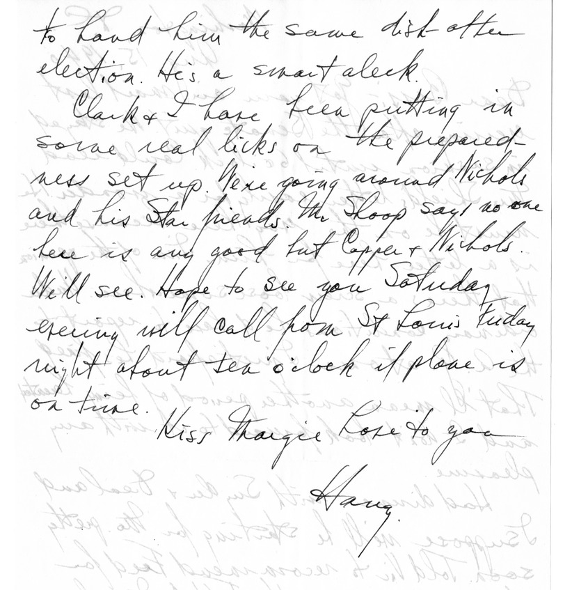 Letter from Harry S. Truman to Bess W. Truman