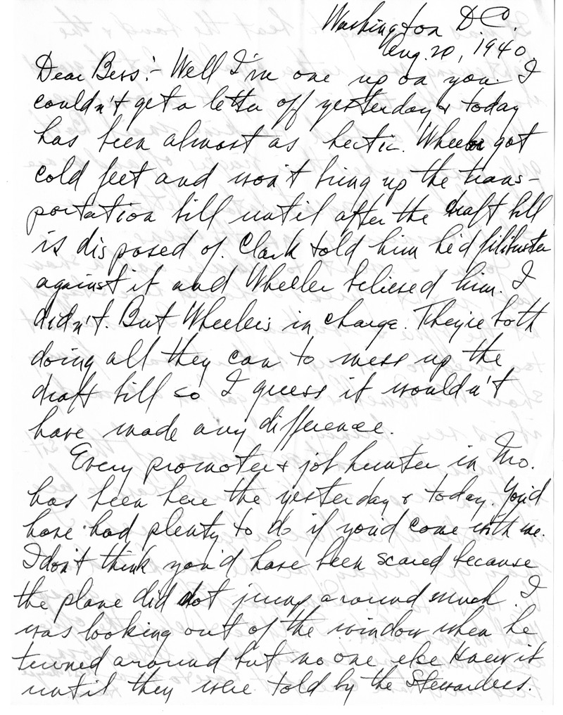 Letter from Harry S. Truman to Bess W. Truman