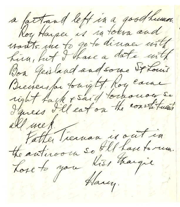 Letter from Harry S. Truman to Bess W. Truman