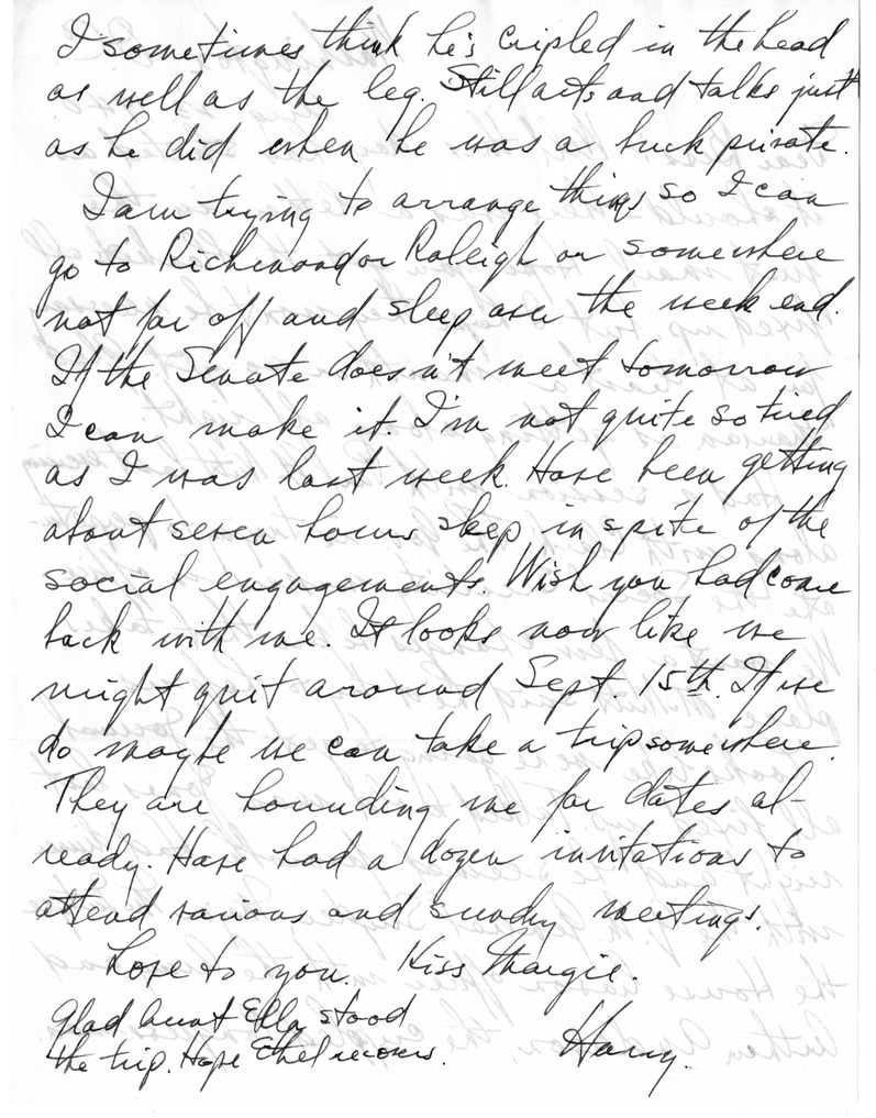 Letter from Harry S. Truman to Bess W. Truman