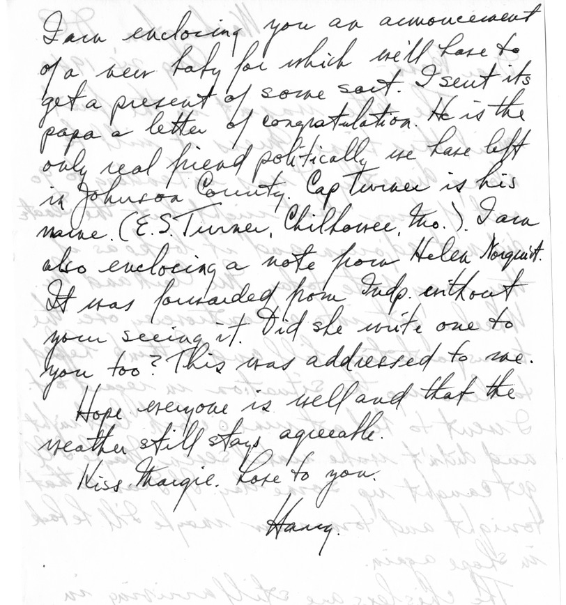 Letter from Harry S. Truman to Bess W. Truman