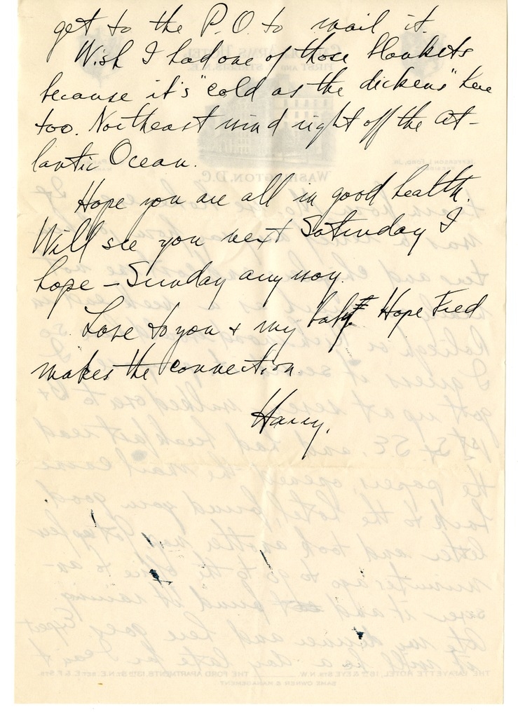 Letter from Harry S. Truman to Bess W. Truman