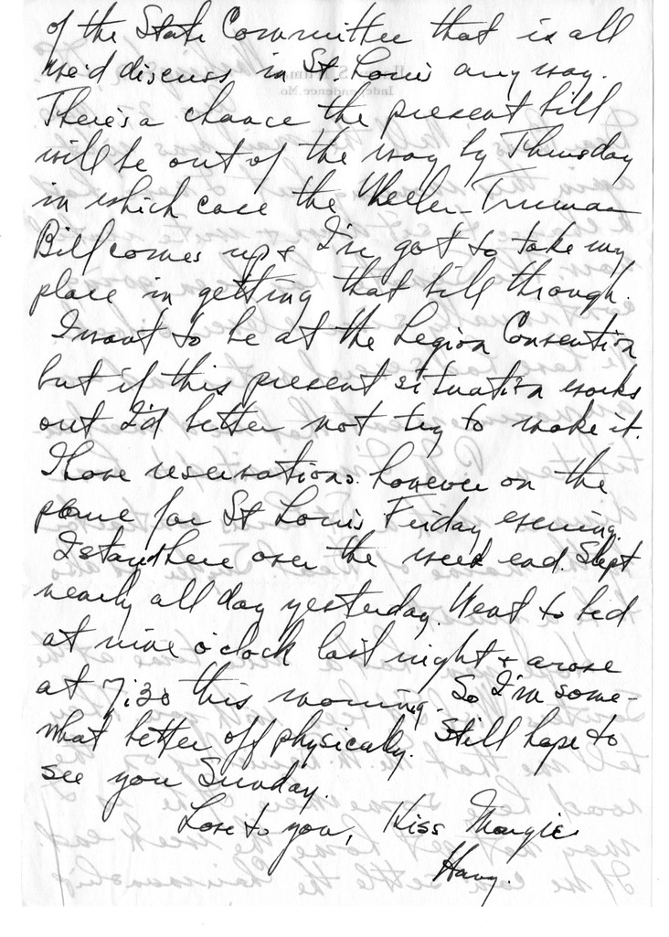 Letter from Harry S. Truman to Bess W. Truman