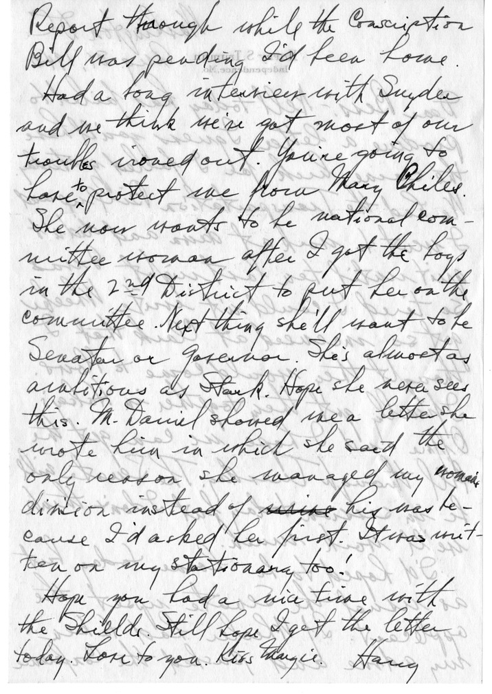 Letter from Harry S. Truman to Bess W. Truman