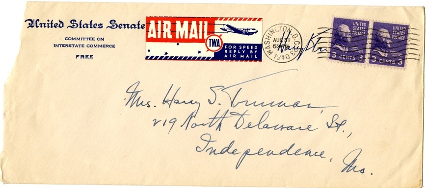 Letter from Harry S. Truman to Bess W. Truman