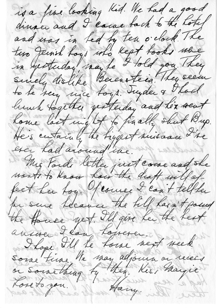 Letter from Harry S. Truman to Bess W. Truman