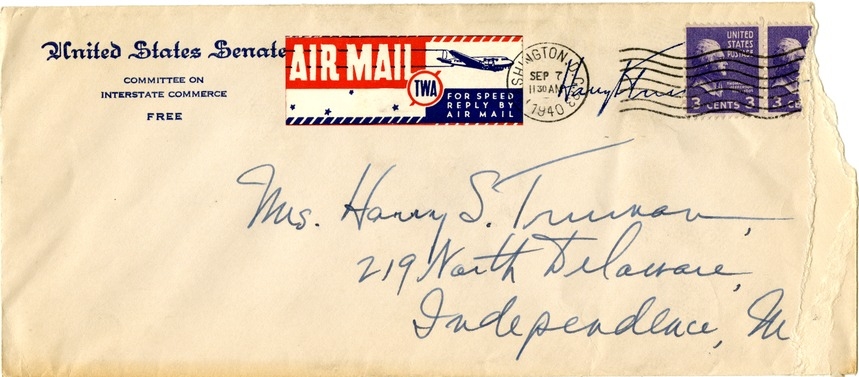 Letter from Harry S. Truman to Bess W. Truman