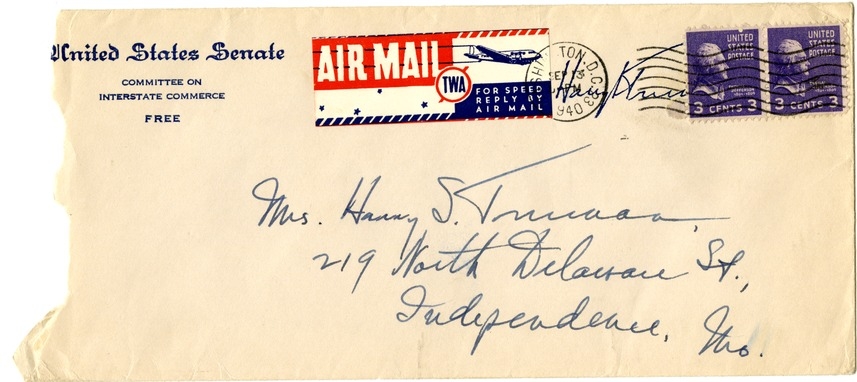 Letter from Harry S. Truman to Bess W. Truman