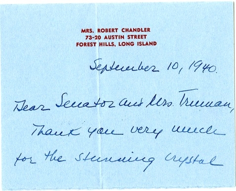 Letter from Harry S. Truman to Bess W. Truman