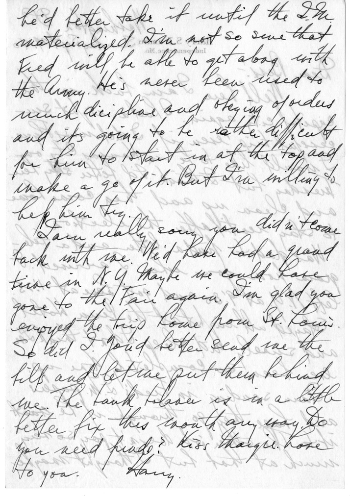 Letter from Harry S. Truman to Bess W. Truman