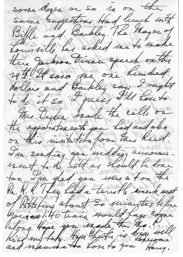 Letter from Harry S. Truman to Bess W. Truman
