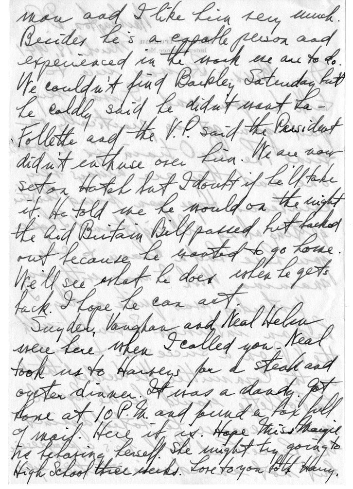 Letter from Harry S. Truman to Bess W. Truman