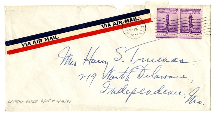 Letter from Harry S. Truman to Bess W. Truman