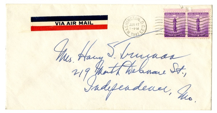 Letter from Harry S. Truman to Bess W. Truman