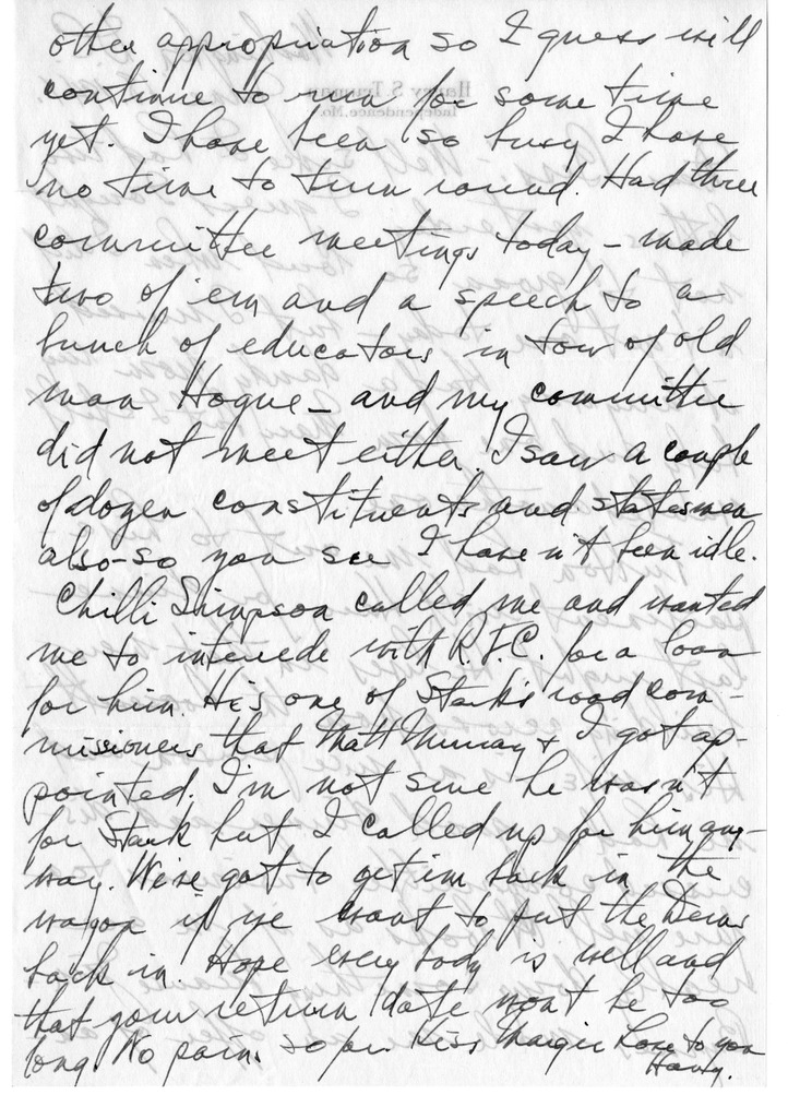 Letter from Harry S. Truman to Bess W. Truman