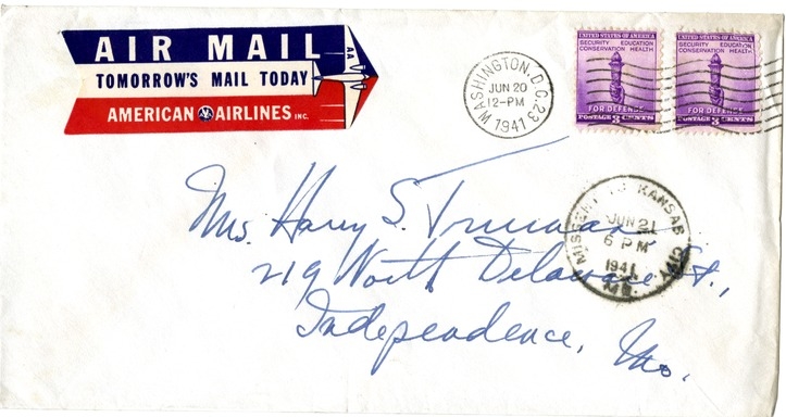 Letter from Harry S. Truman to Bess W. Truman