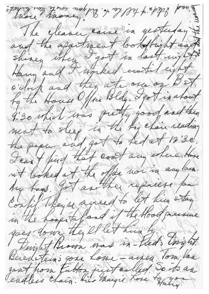 Letter from Harry S. Truman to Bess W. Truman