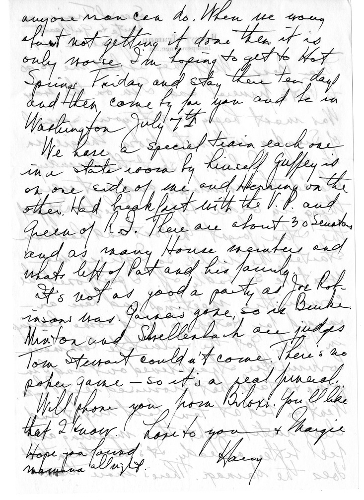 Letter from Harry S. Truman to Bess W. Truman