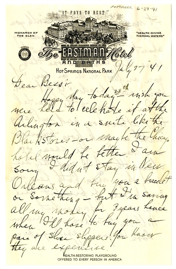 Letter from Harry S. Truman to Bess W. Truman