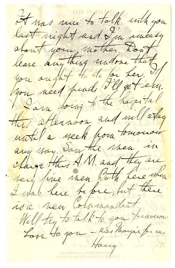 Letter from Harry S. Truman to Bess W. Truman