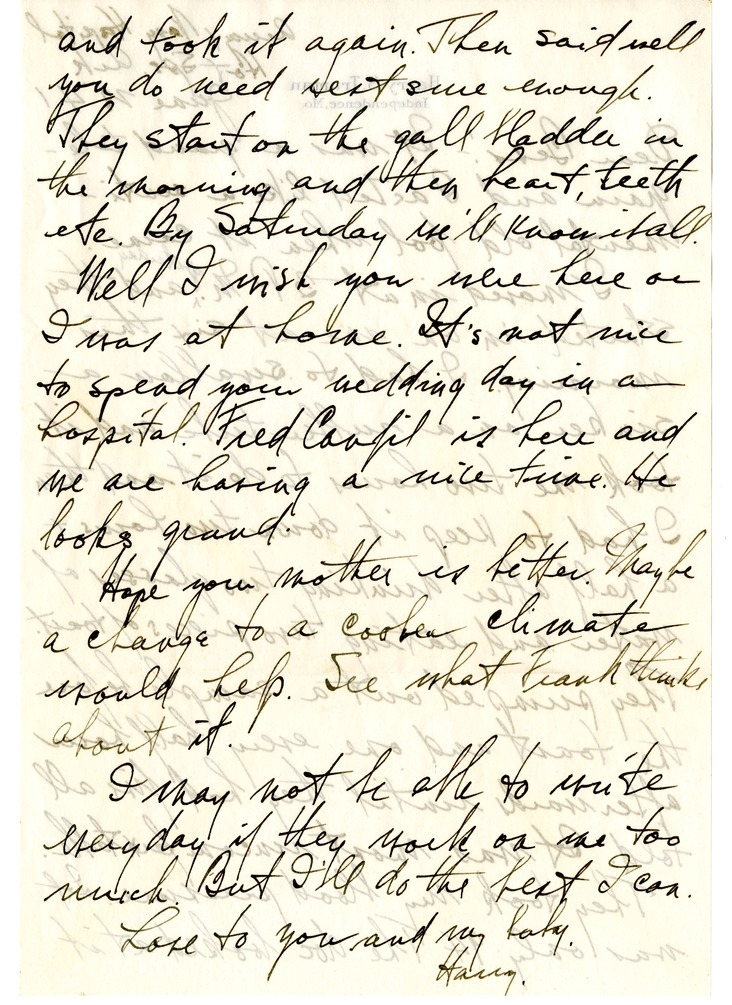 Letter from Harry S. Truman to Bess W. Truman