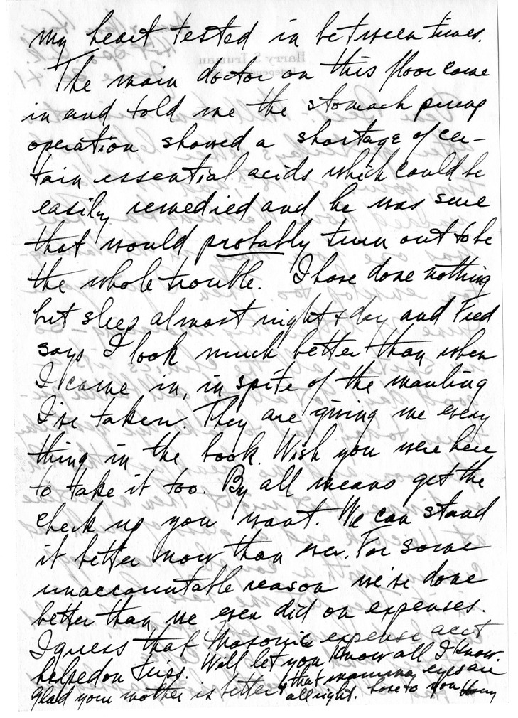 Letter from Harry S. Truman to Bess W. Truman