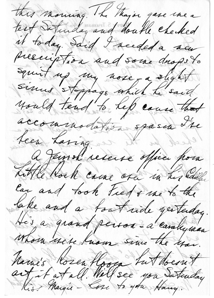 Letter from Harry S. Truman to Bess W. Truman