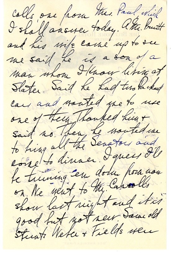 Letter from Harry S. Truman to Bess W. Truman