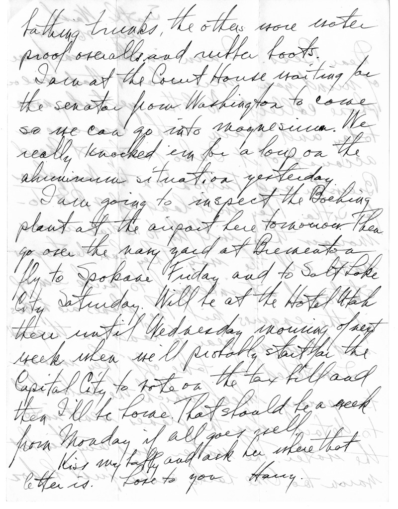 Letter from Harry S. Truman to Bess W. Truman