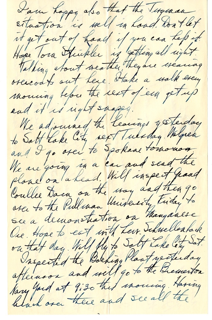 Letter from Harry S. Truman to Bess W. Truman