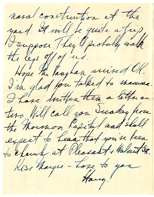 Letter from Harry S. Truman to Bess W. Truman