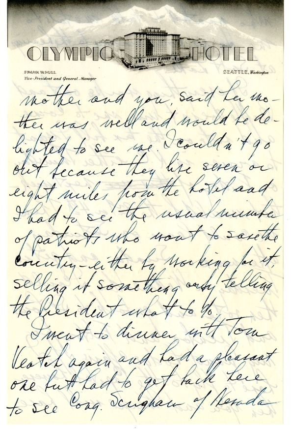 Letter from Harry S. Truman to Bess W. Truman