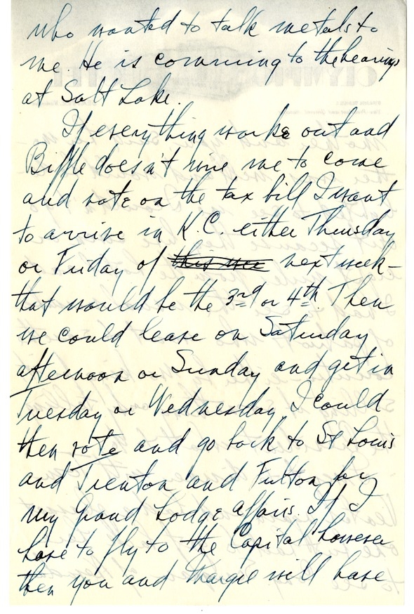 Letter from Harry S. Truman to Bess W. Truman