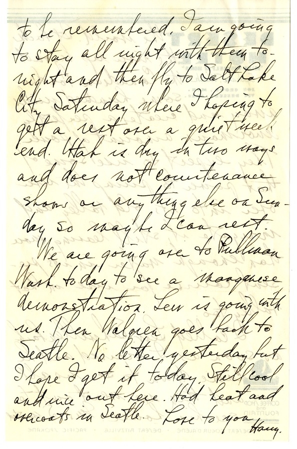 Letter from Harry S. Truman to Bess W. Truman