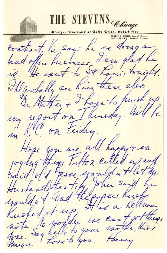 Letter from Harry S. Truman to Bess W. Truman