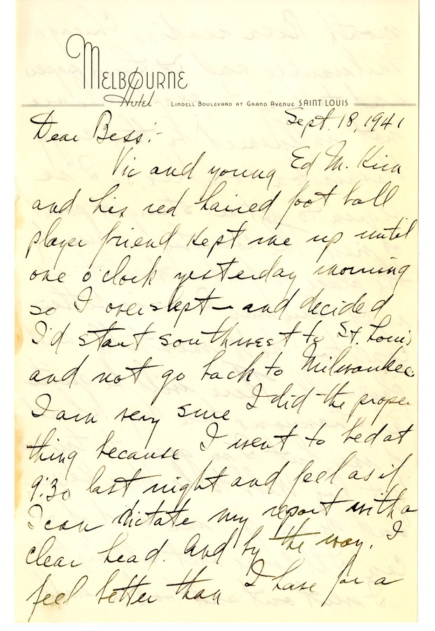 Letter from Harry S. Truman to Bess W. Truman