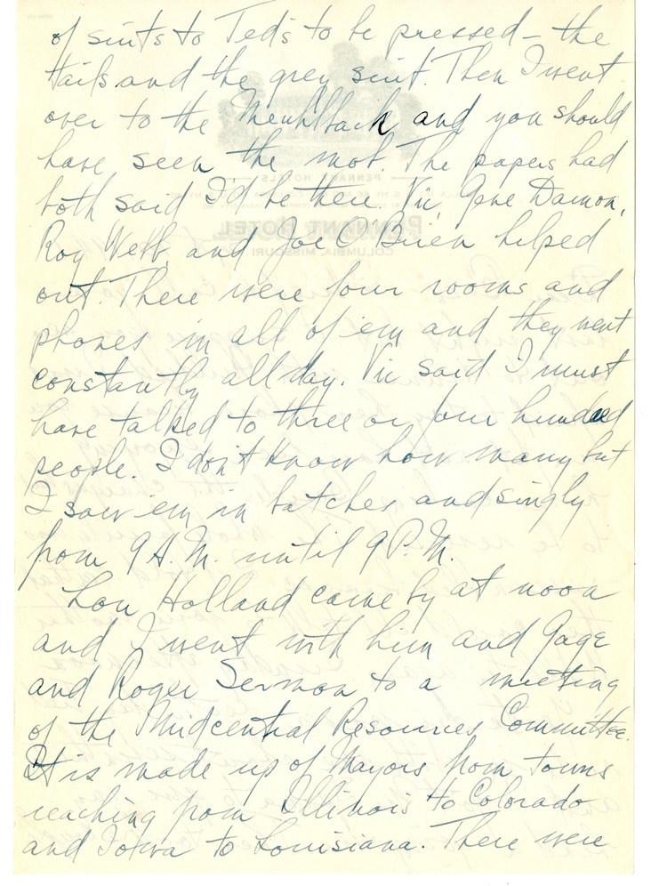 Letter from Harry S. Truman to Bess W. Truman