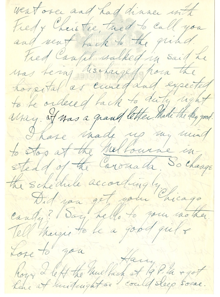 Letter from Harry S. Truman to Bess W. Truman