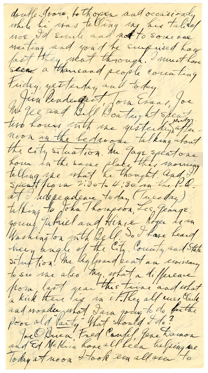 Letter from Harry S. Truman to Bess W. Truman
