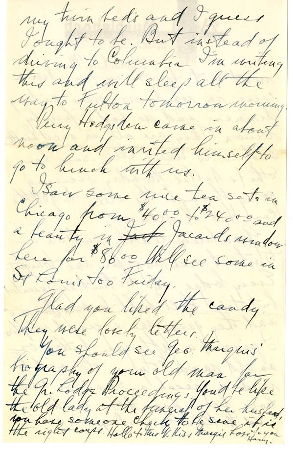 Letter from Harry S. Truman to Bess W. Truman